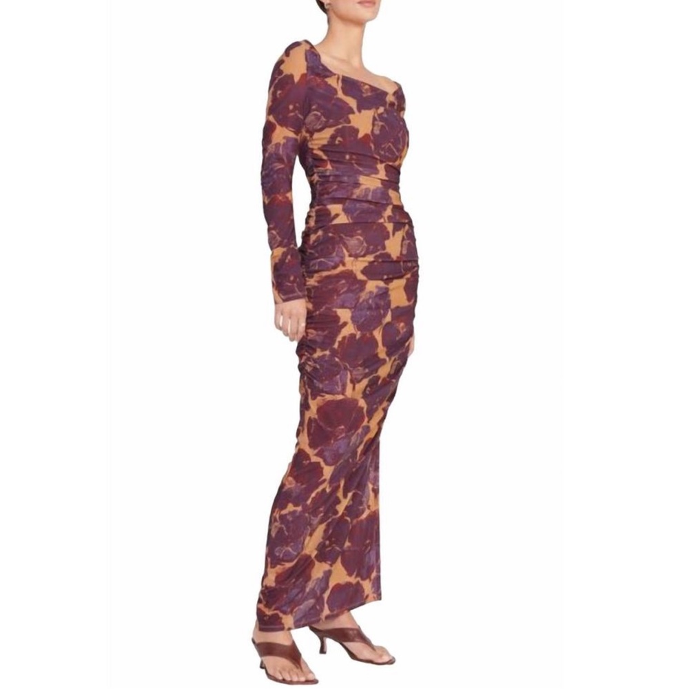 STAUD Solana Floral Print Long Sleeve Maxi Dress Dried Pressed Flowers NWT - Picture 2 of 15